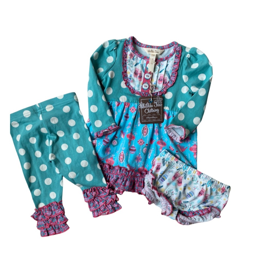 Matilda Jane Stained Glass Dress with Diaper Cover & Cavalier Leggings - 3-6 mo